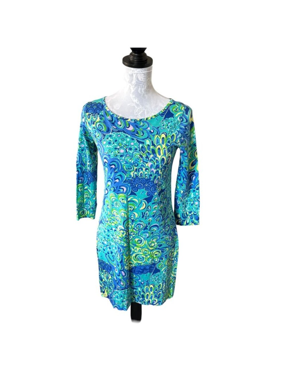 Lilly Pulitzer Marlowe Dress Lilly's Lagoon Long Sleeve Colorful Xsmall